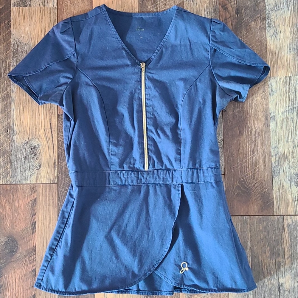 JAANUU Estate Navy Blue Scrub Top